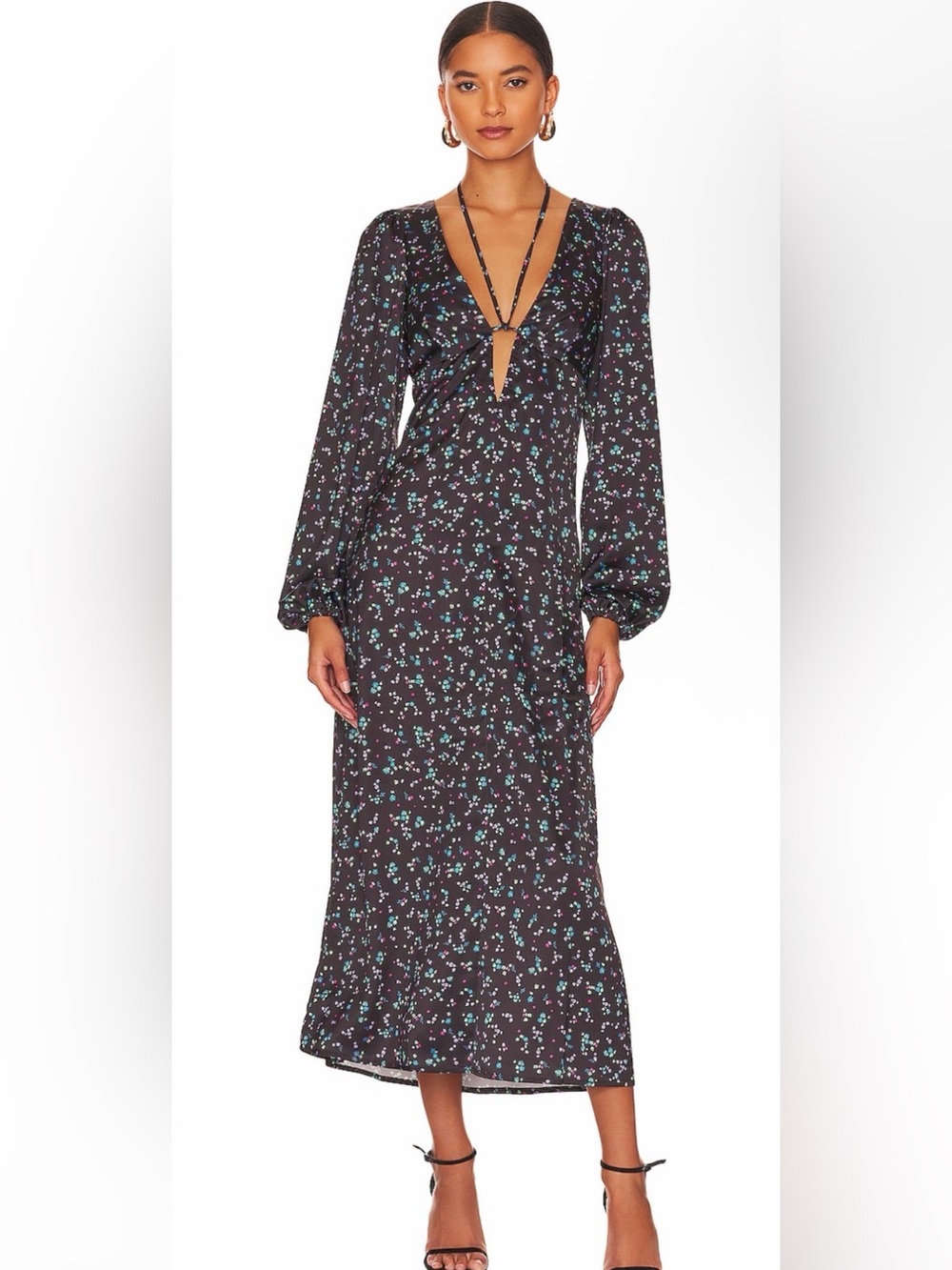 AFRM Portia Dress in Noir Neon Ditsy